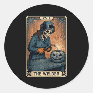 Halloween-Schweißer-Totenkopf-Kürbis-Geschenk für Runder Aufkleber