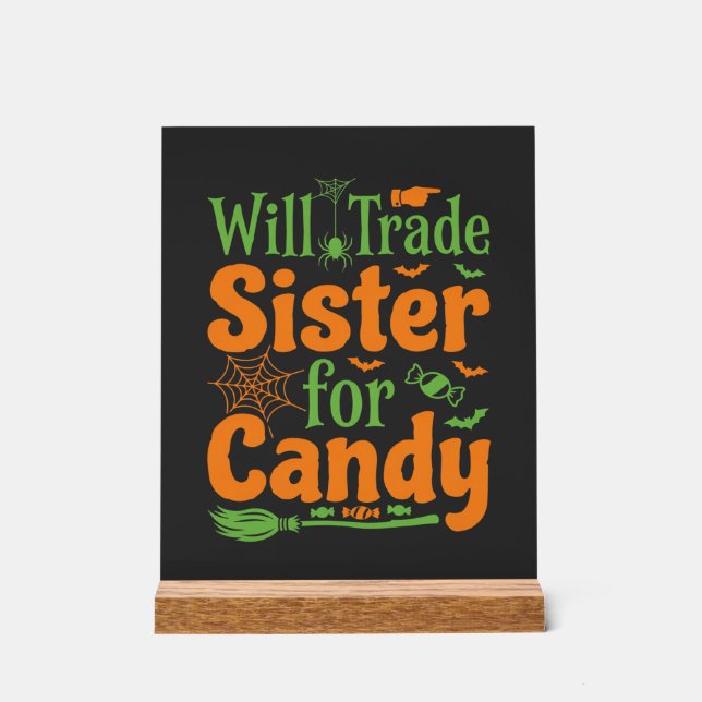 Halloween-Schwester-Candy-Handelsdesign_1 Acrylschild (Vorderseite)