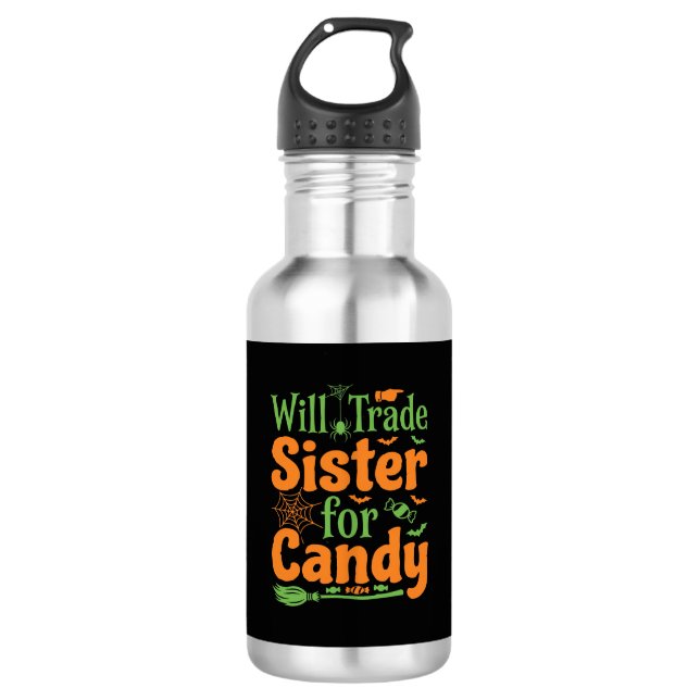 Halloween-Schwester-Candy-Handelsdesign_1 Edelstahlflasche (Vorderseite)