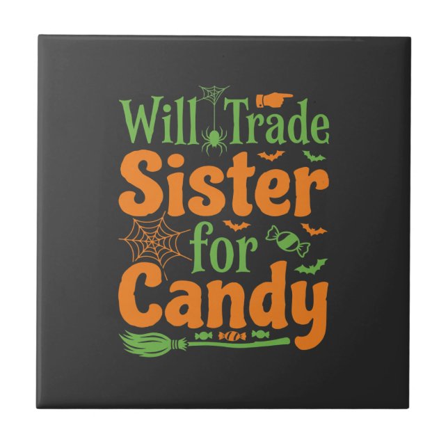 Halloween-Schwester-Candy-Handelsdesign_1 Fliese (Vorderseite)