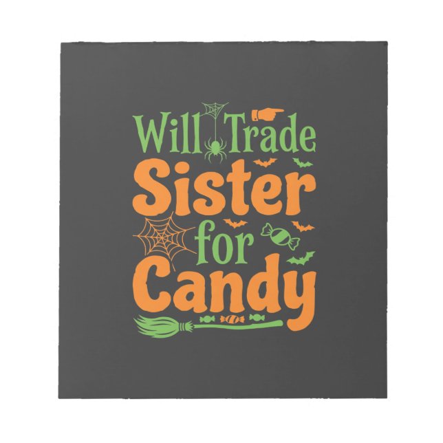 Halloween-Schwester-Candy-Handelsdesign_1 Notizblock (Vorderseite)