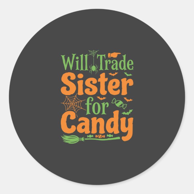 Halloween-Schwester-Candy-Handelsdesign_1 Runder Aufkleber (Vorderseite)