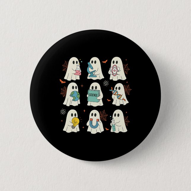 Halloween Science Teacher Student Ghost Laboratory Button (Vorderseite)