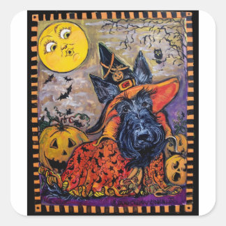 Halloween Scottie Quadratischer Aufkleber
