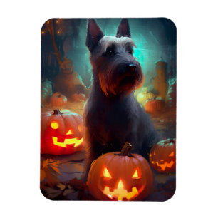 Halloween Scottish Terrier mit Kürbissen Gruselig  Magnet