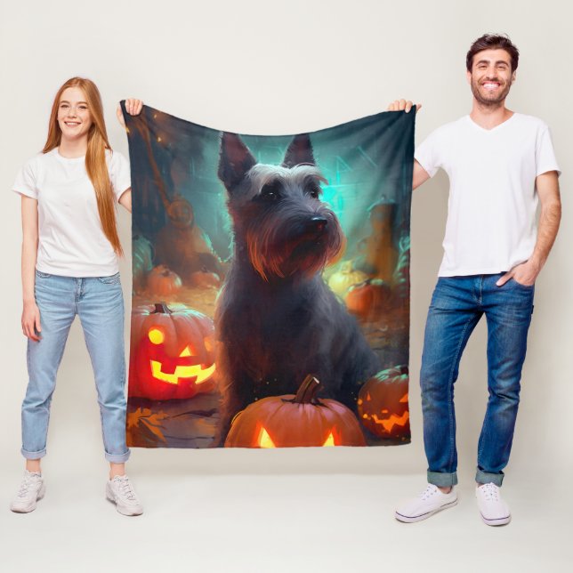Halloween Scottish Terrier mit Pumpkins Beängstige Fleecedecke (Beispiel)