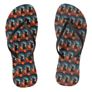 Halloween Scottish Terrier mit Pumpkins Beängstige Flip Flops