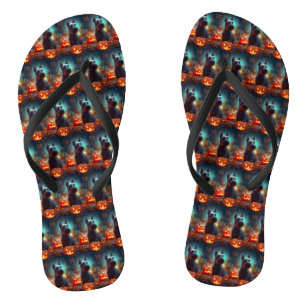 Halloween Scottish Terrier mit Pumpkins Beängstige Flip Flops