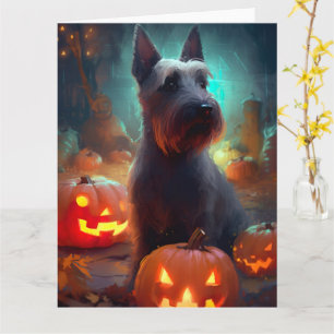 Halloween Scottish Terrier mit Pumpkins Beängstige Karte