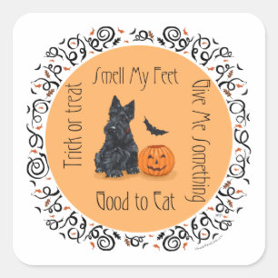 Halloween Scottish Terrier Quadratischer Aufkleber