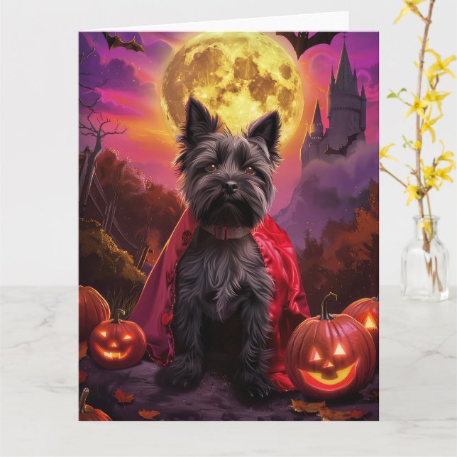 Halloween Scottish Terrier Vampire Pumpkins Beängs Karte (Gelbe Blume)