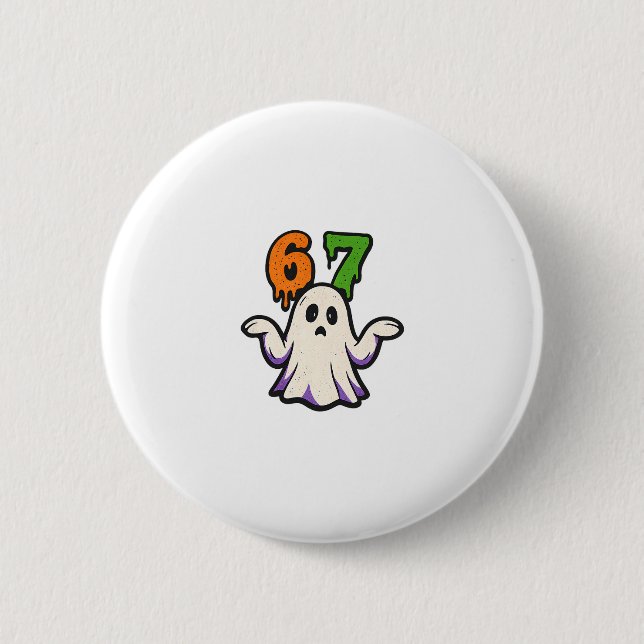 Halloween Scp 67 Süßes Geister-Meme Six Seven Kost Button (Vorderseite)