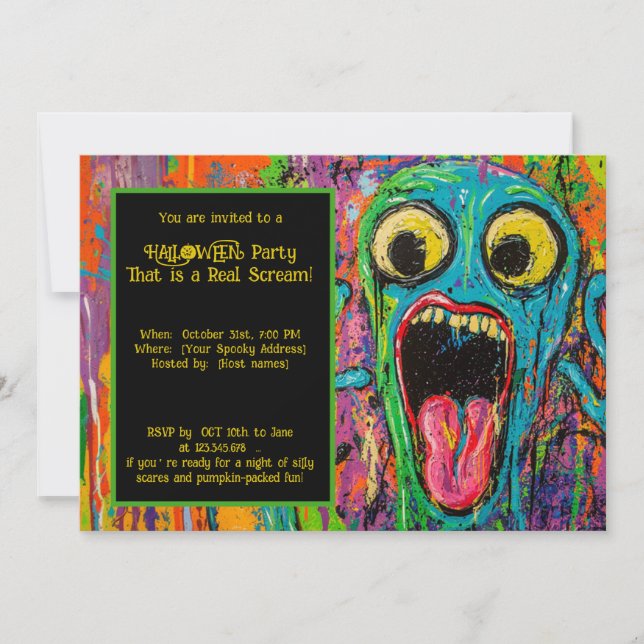 Halloween Scream-O-Rama-Party Einladung (Vorderseite)