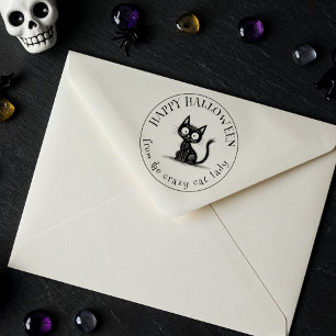 Halloween Scruffy Cat 'From The Crazy Cat Lady' Permastempel