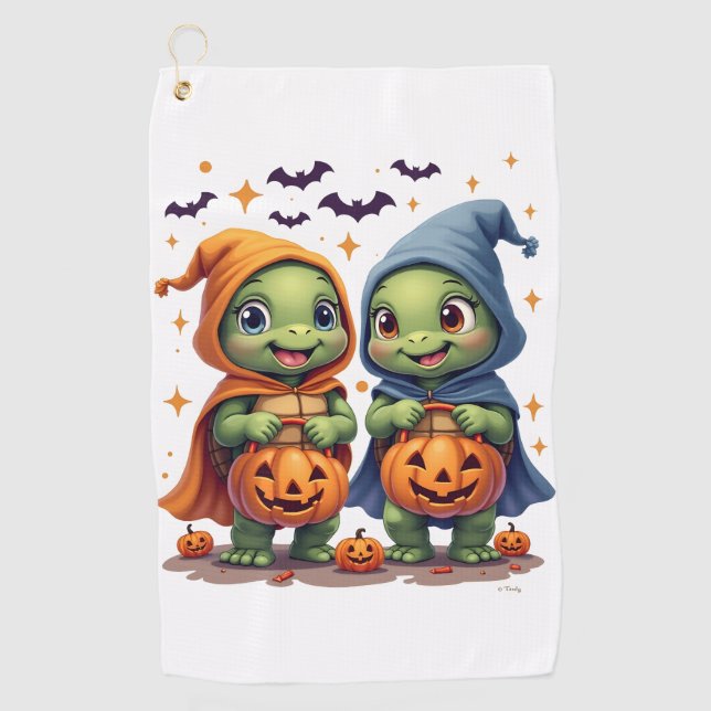 Halloween Sea Turtle Ghost Turtles T - Shirt Golfhandtuch (Vorderseite)