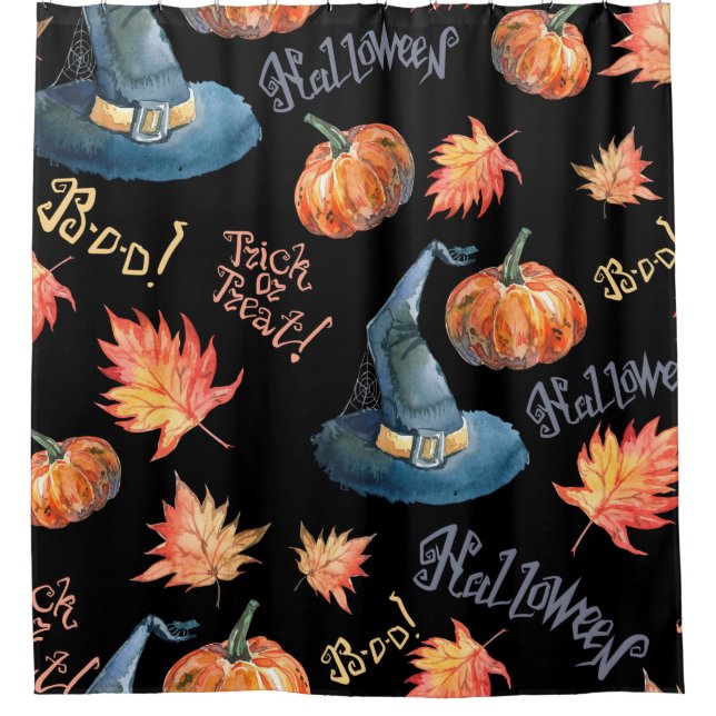 Halloween seamless pattern with halloween pumpkin, duschvorhang (Vorderseite)