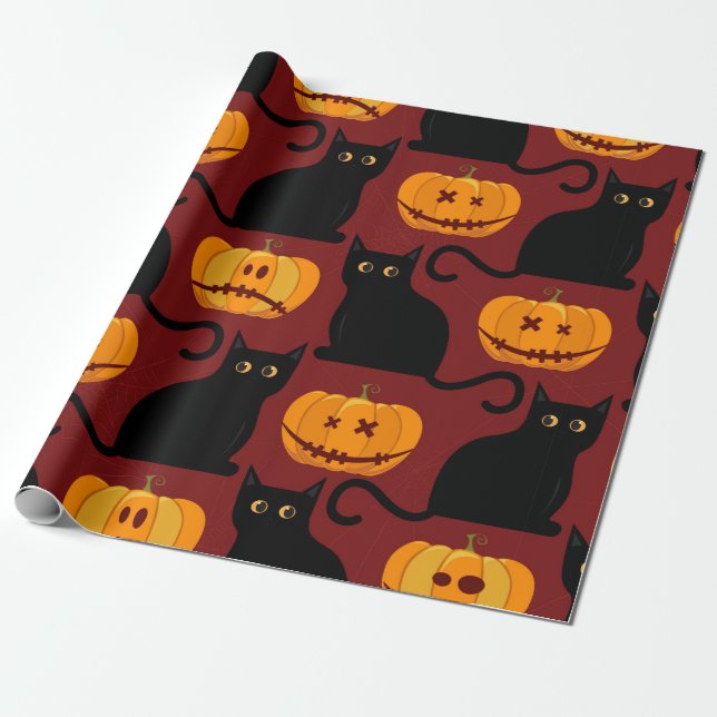 Halloween seamless pattern with pumpkins and black geschenkpapier (Ungerollt)