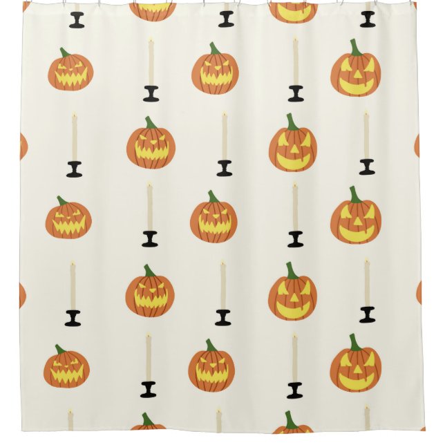 Halloween seamless pattern with pumpkins and candl duschvorhang (Vorderseite)