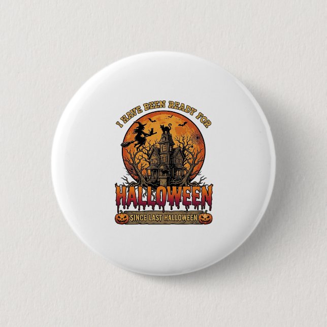 Halloween seit letztem Spukhaus fliegende Hexe_1 Button (Vorderseite)