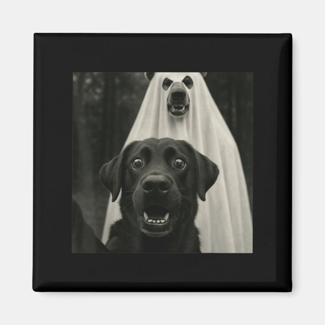 Halloween-Selfie-Schwarzer-Labrador-mit-Bären-Geis Magnet (Vorne)
