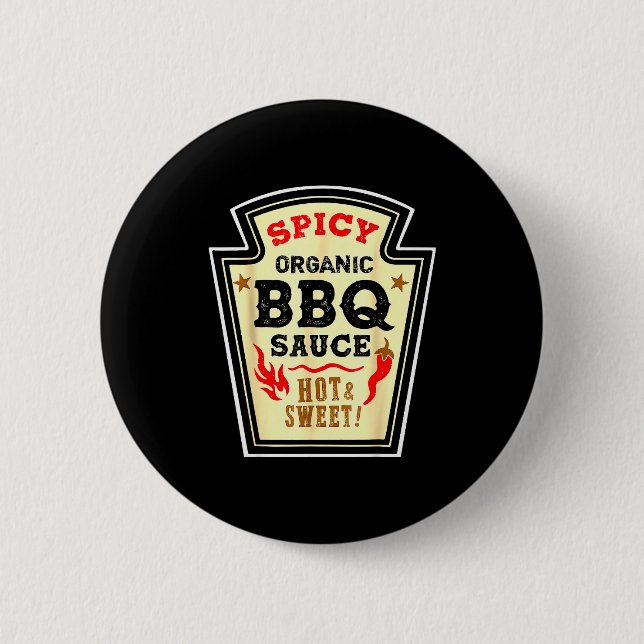 Halloween-Sense BBQ-Sauce Lustiger Lebensmittel-Ko Button (Vorderseite)