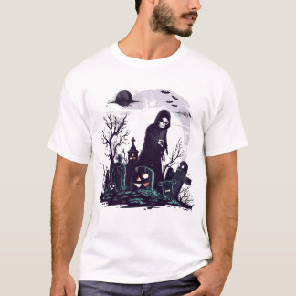 Halloween Sensenmann Friedhof T-Shirt
