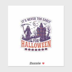 Halloween Sensenmann im Spukhaus Nie zu früh Aufkleber
