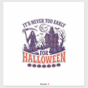 Halloween Sensenmann im Spukhaus Nie zu früh Aufkleber