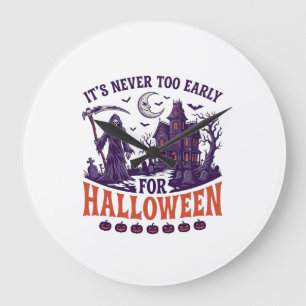 Halloween Sensenmann im Spukhaus Nie zu früh Große Wanduhr