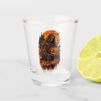Halloween Sensenmann Kürbis Gothic Grusel Design Schnapsglas