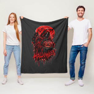 Halloween-Sensenmann-Kürbis-Gothic-Horror-Design Fleecedecke