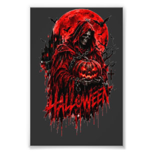 Halloween-Sensenmann-Kürbis-Gothic-Horror-Design Fotodruck