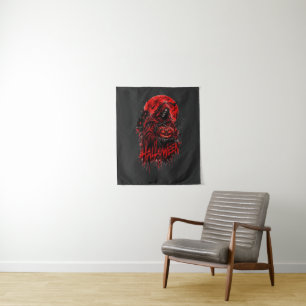 Halloween-Sensenmann-Kürbis-Gothic-Horror-Design Wandteppich