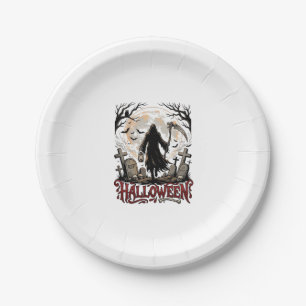 Halloween Sensenmann Laterne Vollmond Grabsteine Pappteller