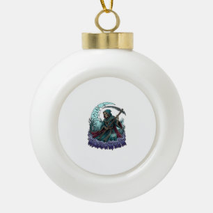 Halloween Sensenmann Sense Laterne Kaputter Mond_1 Keramik Kugel-Ornament