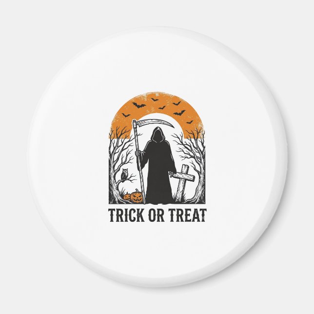 Halloween Sensenmann Streich oder Saechsisch Gruse Magnet (Vorne)