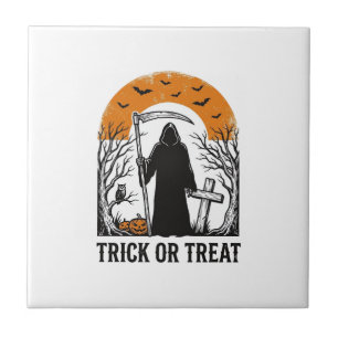 Halloween Sensenmann Streich oder Saß Süßigkeiten Fliese