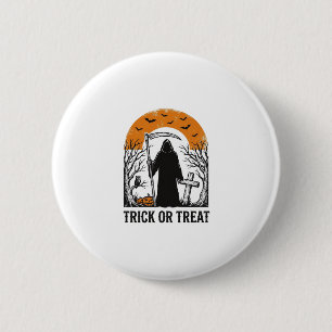 Halloween Sensenmann Süßes oder Saures Vintage Gru Button