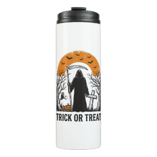 Halloween-Sensenmann-Süßes-oder-Saures-Vintage-Gru Thermosbecher