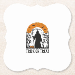 Halloween-Sensenmann-Süßes-oder-Saures-Vintage-Gru Untersetzer