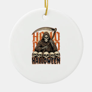 Halloween Sensenmann-Totenkopf-Stapel-Vektor Keramik Ornament