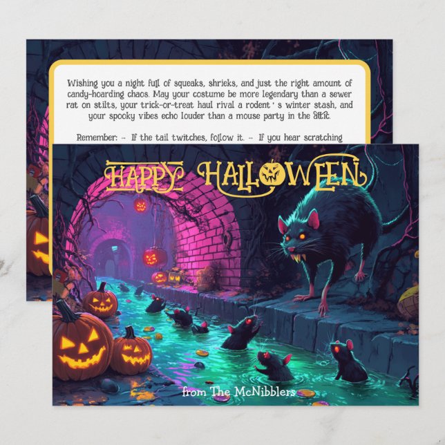 Halloween Sewer Soirée Splash Card Einladung (Vorne/Hinten)
