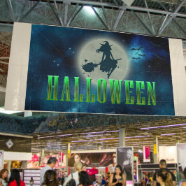Halloween Sexy Hexe Broom Moon Moderne Typografie Banner