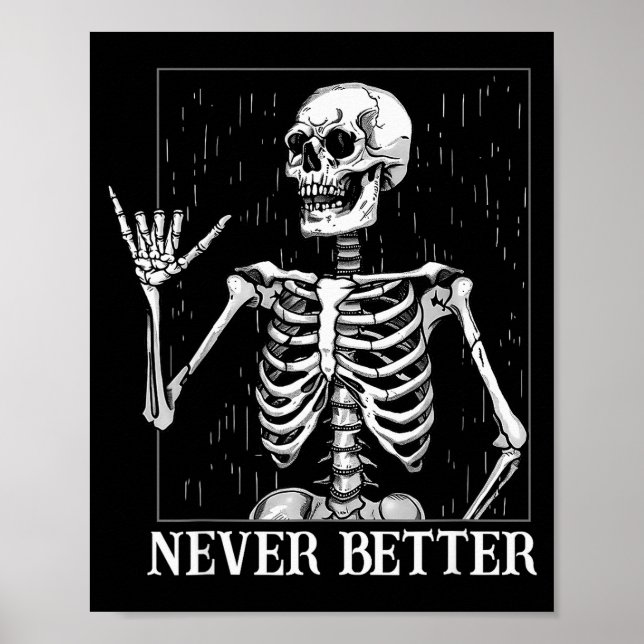 Halloween Shaka Handzeichen Niemals Besser Skelett Poster (Vorne)