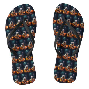 Halloween Shar Pei mit Pumpkins Beängstigend Flip Flops