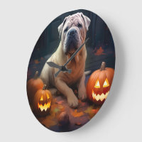 Halloween Shar Pei mit Pumpkins Beängstigend