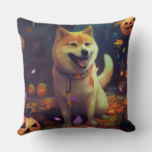 Halloween Shiba Inu mit Pumpkins Beängstigend Kissen