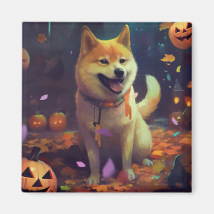 Halloween Shiba Inu mit Pumpkins Beängstigend Magnet