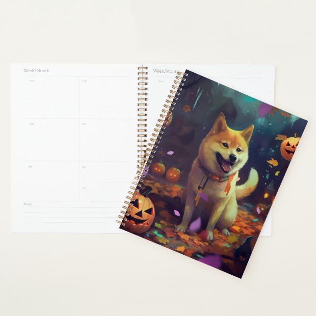Halloween Shiba Inu mit Pumpkins Beängstigend Planer (Anzeige)