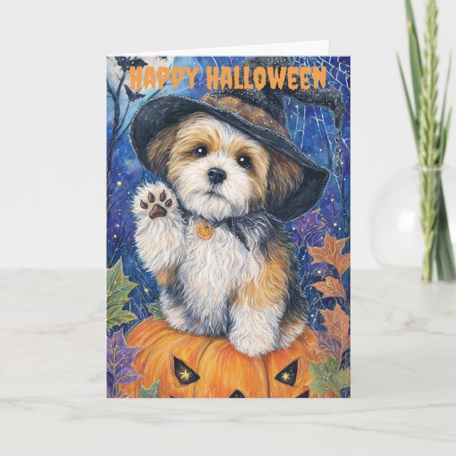 Halloween Shih Tzu Dog Feiertagskarte (Vorderseite)